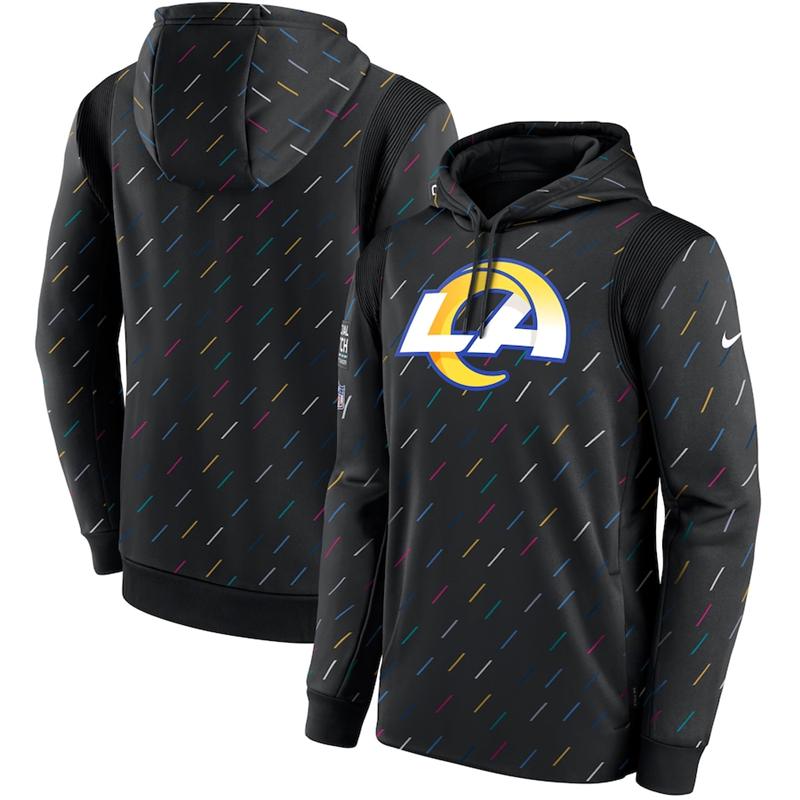 Men's Los Angeles Rams 2021 Charcoal Crucial Catch Therma Pullover Hoodie
